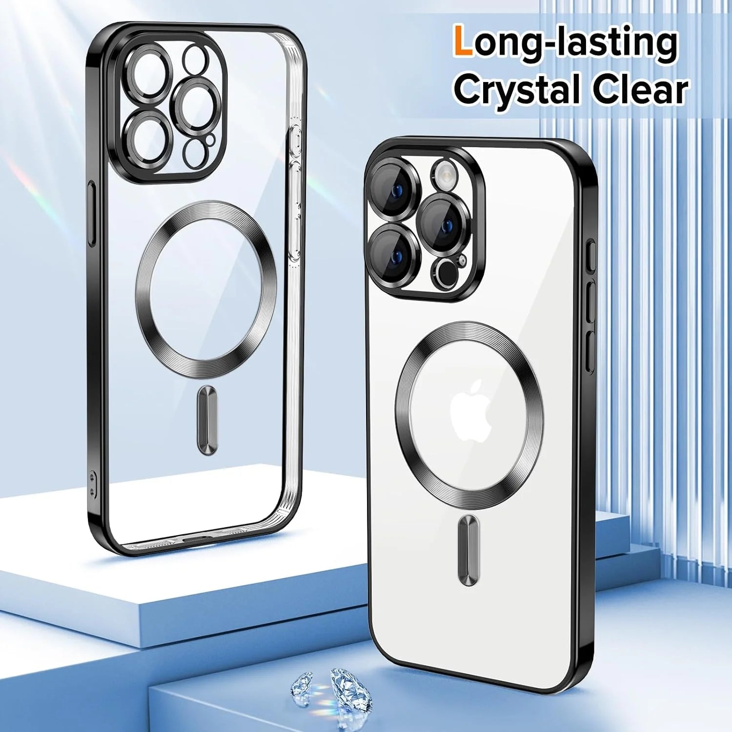 Transparent Phone Case for Apple Iphone 15 Pro Max Clear Magnetic Case, [Yellow Resistant] Slim Fit Shockproof Transparent Crystal Clear Magnetic Case for Apple Iphone 15 Pro Max, Rose