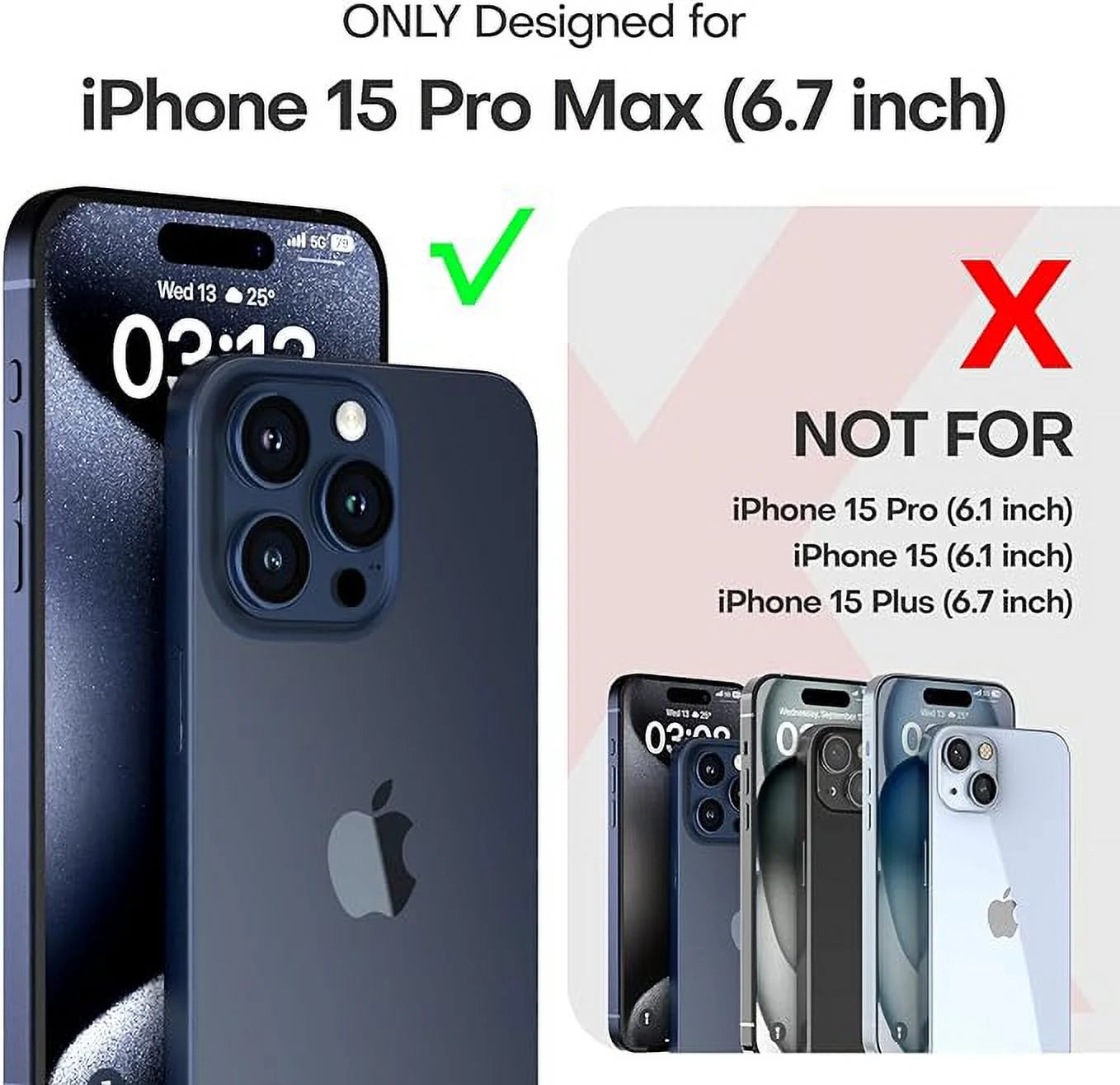 Transparent Phone Case for Apple Iphone 15 Pro Max Clear Magnetic Case, [Yellow Resistant] Slim Fit Shockproof Transparent Crystal Clear Magnetic Case for Apple Iphone 15 Pro Max, Rose